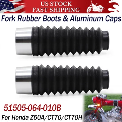 For Honda Z50 / CT70 Front Fork Shock Boots Rubber + Billet Caps 51505-064-010B Foto 1 de 4