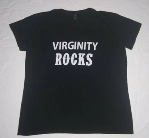 Virginity Rocks Shirt Womens Extra Large Black White Virgin Power Purity Pride - Picture 1 of 6
