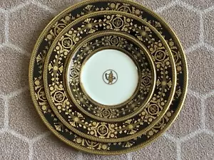 3pcs Wedgwood Astbury Black W4301 Raised Gold Greek Side Dessert Dinner Plates - Picture 1 of 18