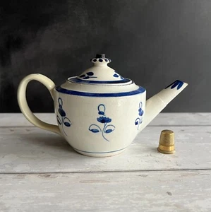 Antique Pearlware Child’s Miniature Teapot Circa 1800 Leeds Pottery Staffordshir - Picture 1 of 12