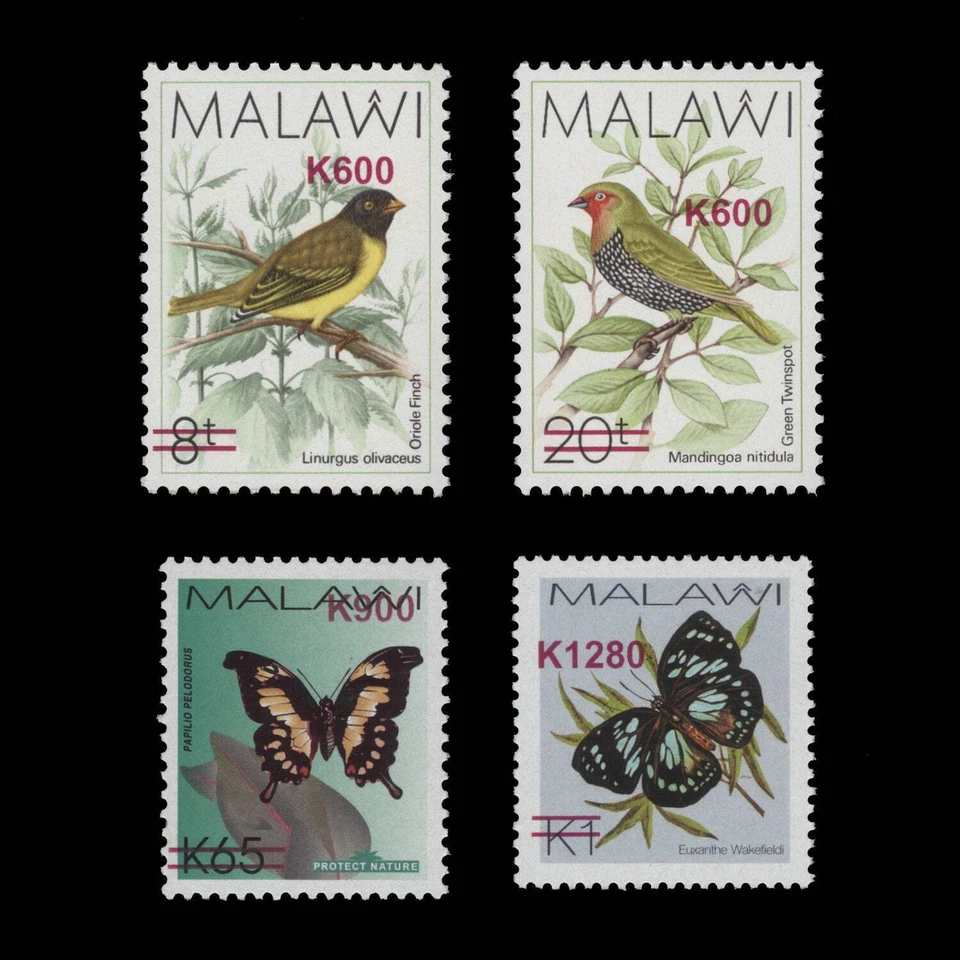 Malawi 2018 (MNH) Aves y mariposas provisionales, tipo II Foto 1 de 1