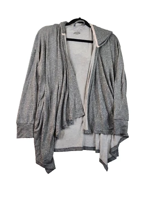 Cárdigan con capucha Danskin para mujer M gris jaspeado cascada abierta Foto 1 de 4