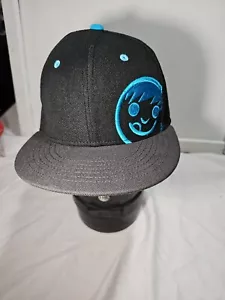 NEFF hat fitted black cap wide brim - Blue Logo And Trim - Picture 1 of 7
