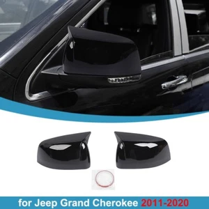 2PCS Black ABS Rearview Side Mirror Cover Caps for Jeep Grand Cherokee 2011-2020 - Picture 1 of 16