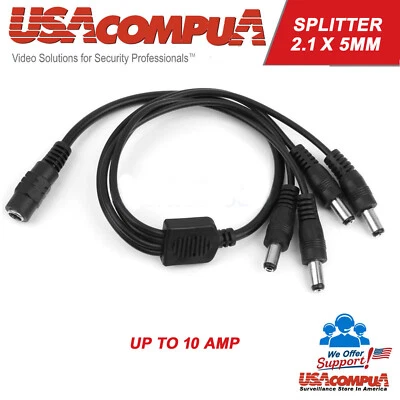 DC Power Splitter Cable 5.5x2.1mm 1 Female To 4 Male Plug Adapter CCTV Camera - Image 1 of 4