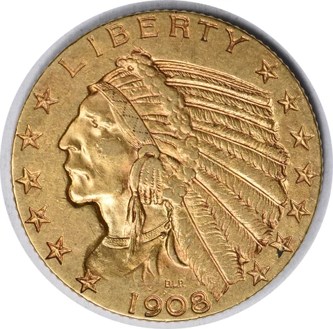 1908 $5 Gold Indian EF Uncertified #1138 Cover