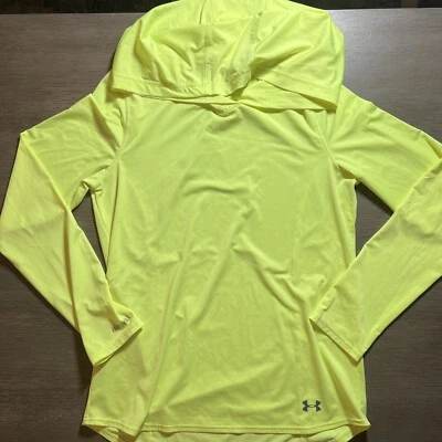 Pullover Under Armour para mujer mediano amarillo neón con capucha ISO frío manga larga Foto 1 de 4
