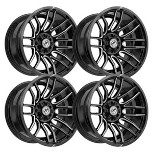 (Set-4) XF Off-Road XF-232 17x9 5x127/5x139.7 0mm Black Milled wheels 17 Inch - Picture 1 of 2