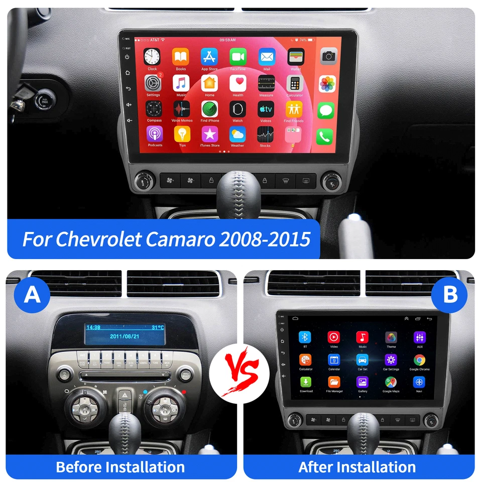 Radio de coche 2+32 GB Android 14 BT GPS estéreo Carplay para Chevrolet Camaro 2008-2015 Foto 1 de 4