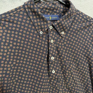 Ralph Lauren Long Sleeve Polo Shirt Men's Large Pocket All Over Print - Picture 1 of 7