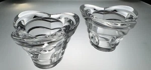 Borgonovo Candle Holders King Design Set of 2 Clear Cut Glass Made in Italy - Picture 1 of 11