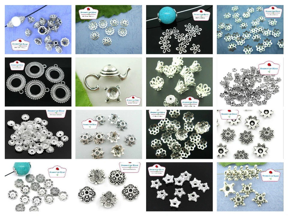 Coppette Copriperle Argentate Argento per Creazioni scegli Modello - Immagine 1 di 1