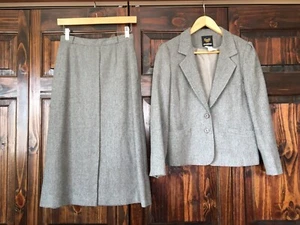 Vintage Panther Gray 100% Wool Blazer Skirt Lined Union Made Suit Size M Women’s - Picture 1 of 12