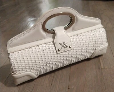 NUEVO Bolso clutch Maxx New York blanco ratán barril Foto 1 de 3