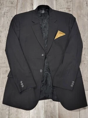 40R Men's Claiborne Blazer Midnight Black Wool Polyester Blend Modern Fit - Image 1 of 4