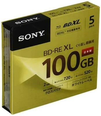 Sony 5pcs Blu-ray Disc BD-RE XL BDXL 100GB Rewirtable  White printable Track - Image 1 of 3