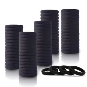 100PCS Black Hair Ties for Women Girls, Seamless Thick Black Hair Band, Elastic  - Picture 1 of 12