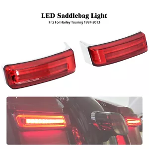 Luces de freno LED de señal de giro para alforja con lente roja aptas para Harley Touring 97-13 - Imagen 1 de 13
