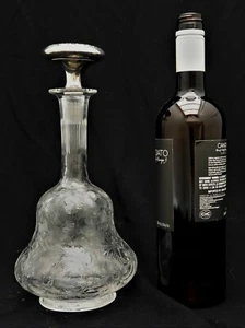 Libbey Cut Glass Floral Motif  Marked with Sterling Silver Topped Stopper - Picture 1 of 12