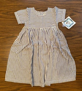 Little Prim EVA Dress - Girl Size 8 - Long Modest Boutique - Cream Navy Stripes - Picture 1 of 8