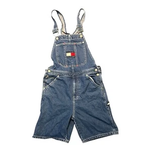 Pantalones cortos con tirantes Tommy Hilfiger vintage para mujer M CARPENTER LOOP logotipo correas - Imagen 1 de 3