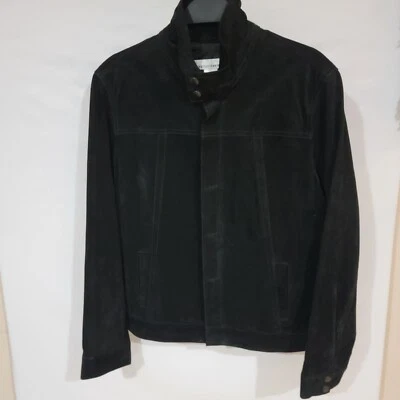 Jones Sport Black Suede Leather Jacket Womens Large Y2K New Bomber Classic - Image 1 of 4