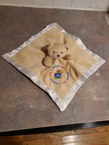 Baby Fanatic Kansas Jayhawks KU Lovey Security Blanket Bear Plush Satin toy Cover