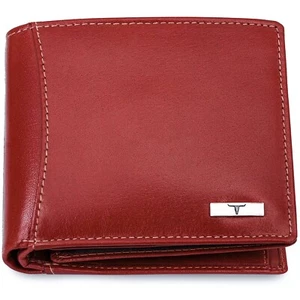 Cartera de cuero genuino para hombre diseño clásico con 6 ranuras para tarjetas, rojo anilina - Imagen 1 de 6