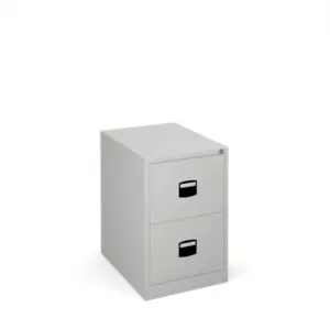 Steel 2 drawer contract filing cabinet 711mm high - goose grey - Picture 1 of 3