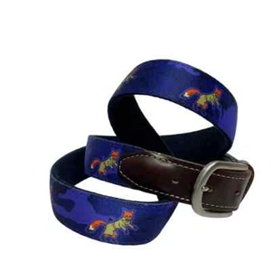 YRI USA Fox Print Canvas Leather Men's Size 42 Belt - Picture 1 of 6