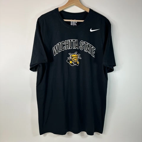 Nike Wichita State Shockers T-Shirt Athletic Cut Tee Black Cotton Mens XL Cover