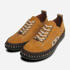 Light Brown Suede Mens Lace Up Whipstitch Sneakers