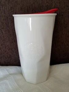  VASO DE VIAJE DE CERÁMICA STARBUCKS CON TAPA DE CERÁMICA FACHADA EFECTO 3D LOGOTIPO EN RELIEVE - Imagen 1 de 4