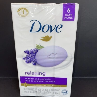 Dove Relaxing Beauty Bar Soap, Lavender Oil & Chamomile Scent, 3.75 oz , 6 Bars - Image 1 of 3