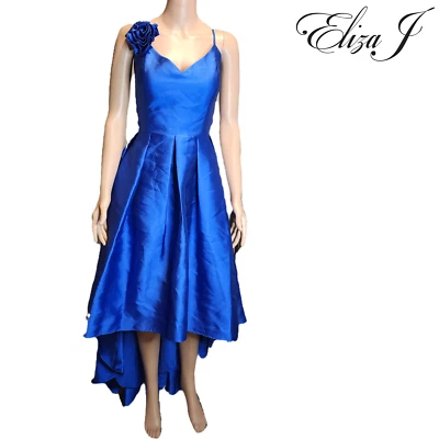 Vestido para mujer Eliza J cuello en V sin mangas alto-bajo nuevo con etiquetas azul talla 14 Foto 1 de 4