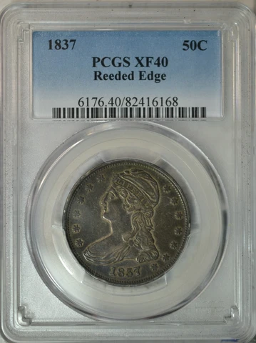 1837 Capped Bust half dollar, Reeded Edge, PCGS XF40..........Type Coin Company Cover