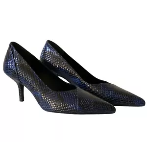 Anine Bing Python Devon Pumps Blue size EU 36 sz 6 black snake leather 3" heel - Picture 1 of 11