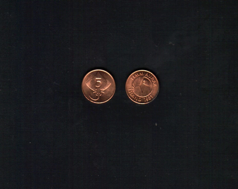 ILANDIA 5 AURAR KM-24 1981 PATÍN SIN CIRCULAR FECHA COMÚN DINERO ISLANDÉS MONEDA ANIMAL Foto 1 de 1