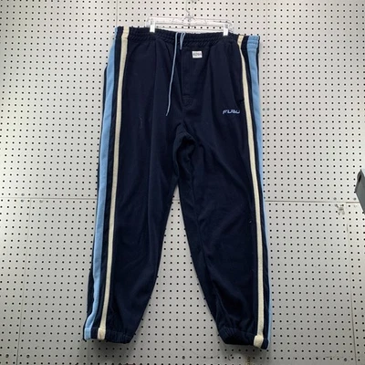 Calça de moletom masculina FUBU 3XL listrada azul marinho lã hip hop serve 46x33 nova com etiquetas - Imagem 1 de 4