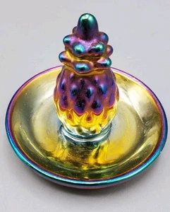 Iridescent Carnival Glass Pineapple Ring Trinket Dish - Picture 1 of 7