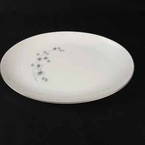 Creative Fine China 1014 Platinum Starburst Oval Serving Platter 12.5" Japan - Picture 1 of 9