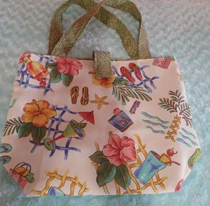 Handmade Large Beach Tropical Tote Bag Vacation Flip Flops Starfish Shopping - Picture 1 of 12