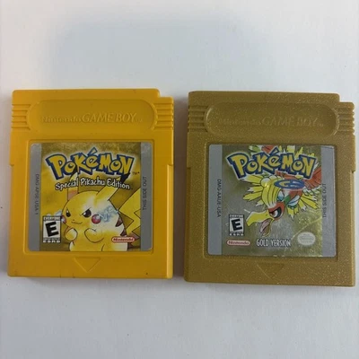 Pokemon Gold & Yellow Version Nintendo Game Boy Authentic Bundle New Battery - Image 1 of 4