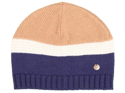 Armani Jeans Damen Winter Mütze Beanie Wolle & Polyacryl Braun Blau Weiß - Bild 1 von 3