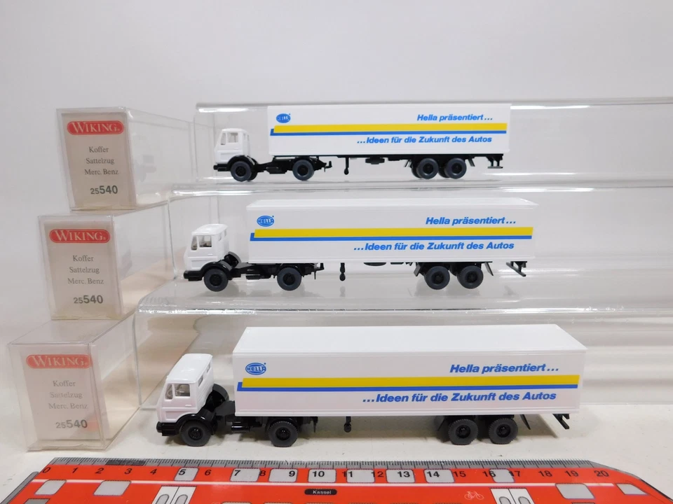 3x wiking H0 1:87 25 540 Modello Trattore Case / Sz MB Hella Mint + Box # - Immagine 1 di 4