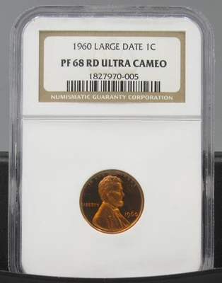 1960 Lincoln Cent Large Date NGC PF 68 RD Ultra Cameo - Image 1 of 2