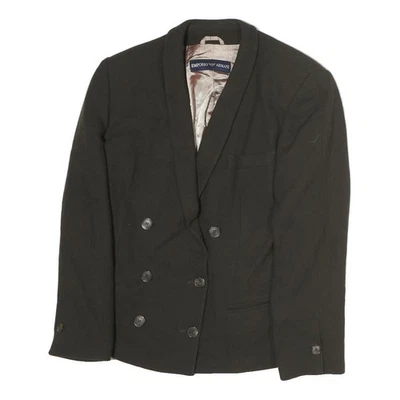EMPORIO ARMANI Womens Black Button Cotton Blend Jacket M Plain Classic Tailored - Image 1 of 4