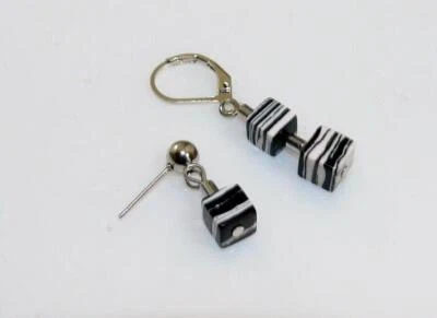 Ohrhänger Edelstein Schmuck MALACHIT Würfel 6mm ZEBRA schwarz weiss Auswahl 213h - Bild 1 von 4