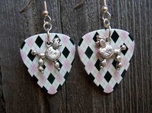 Poodle Charm Guitar Pick Earrings - Pick Your Color - Picture 1 of 8