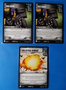 Daño colateral U 013/081 y 2x Bug Bomb U 011/081 Transformers TCG Wave 1 casi nuevo - Imagen 1 de 1